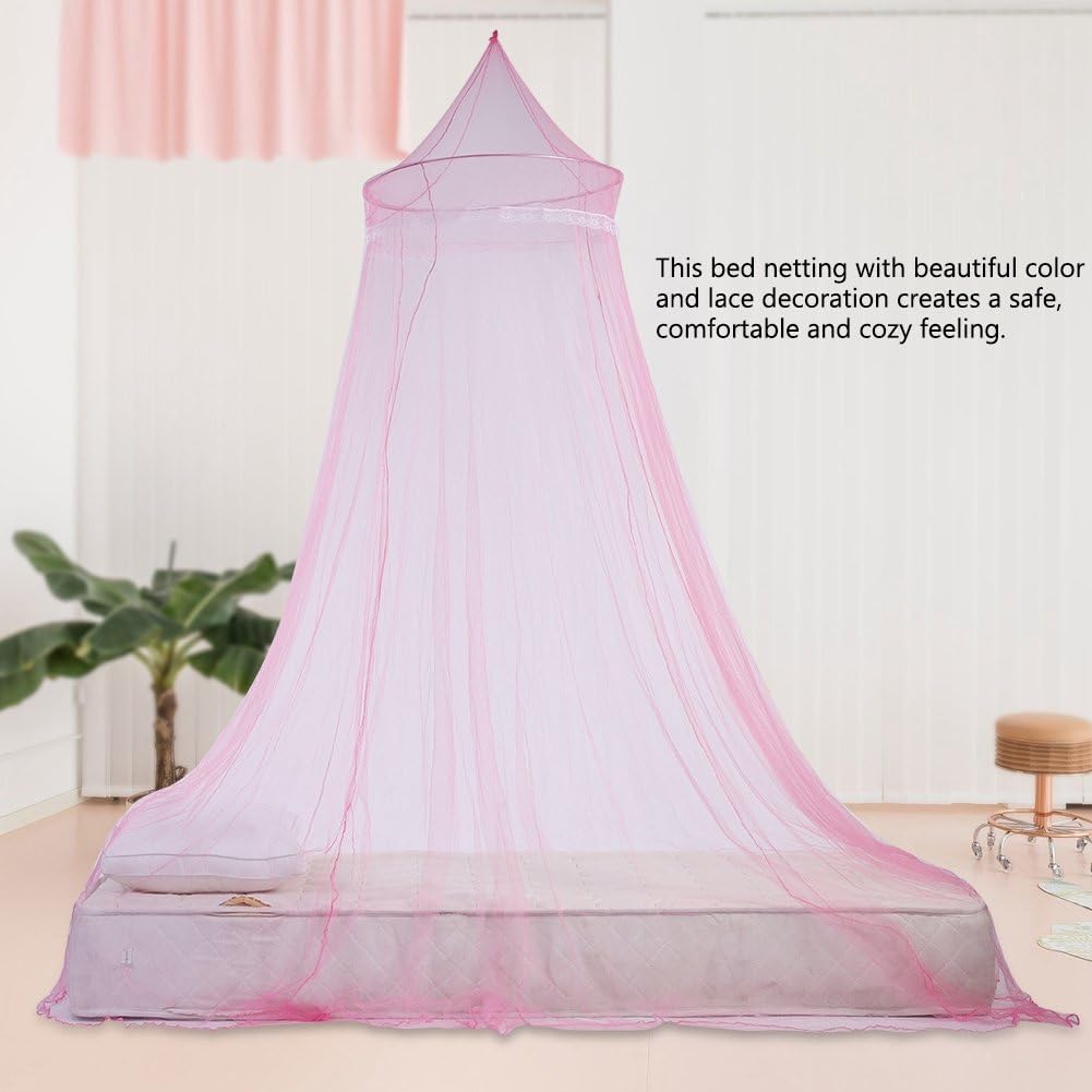 VBESTLIFE Elegante cortina de encaje de princesa para cama de niños con ventilación, tela ligera y hermosa decoración para dormitorio de niñas (rosa)