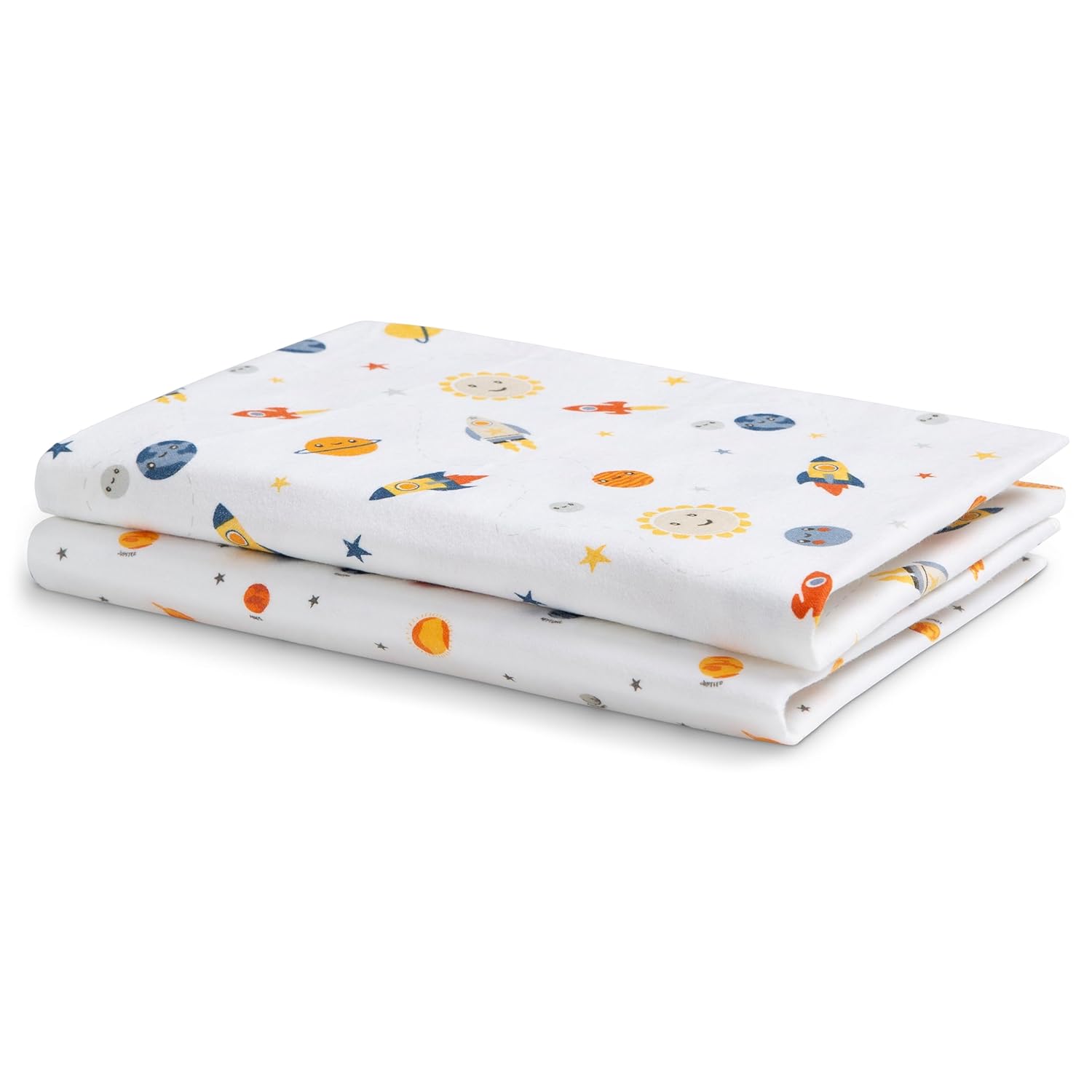 Delta Children Mantas de franela 100% algodón para niñas y niños, 30 x 30 pulgadas (paquete de 2), exploración espacial