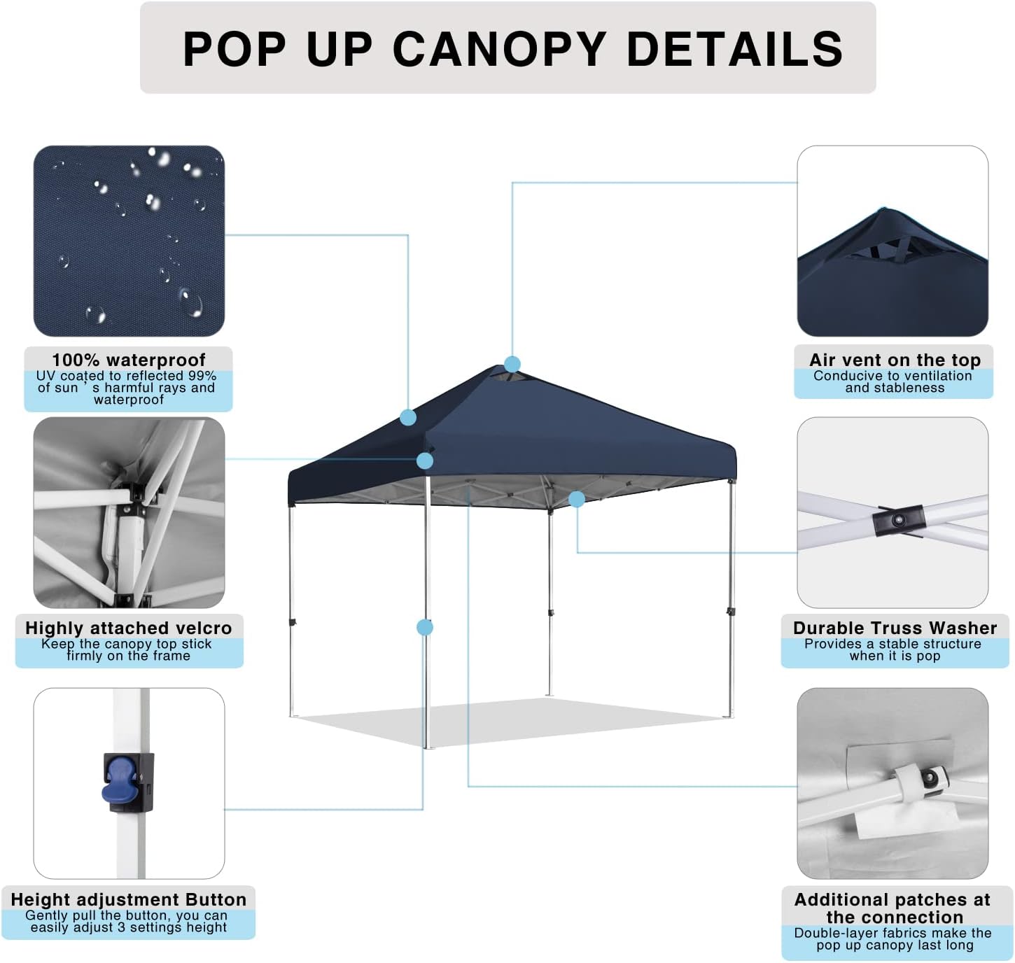 Tienda de campaña desplegable de 10 x 10 pulgadas, tienda de campaña desplegable instantánea Ez, toldo impermeable para exteriores con ventilación