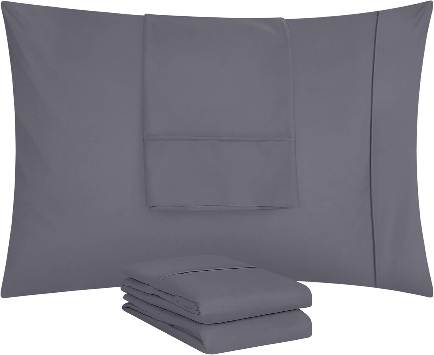 Utopia Bedding Fundas de almohada estándar  Paquete de 4  Cierre de sobre  Tela de microfibra cepillada suave  Fundas de almohada resistentes al