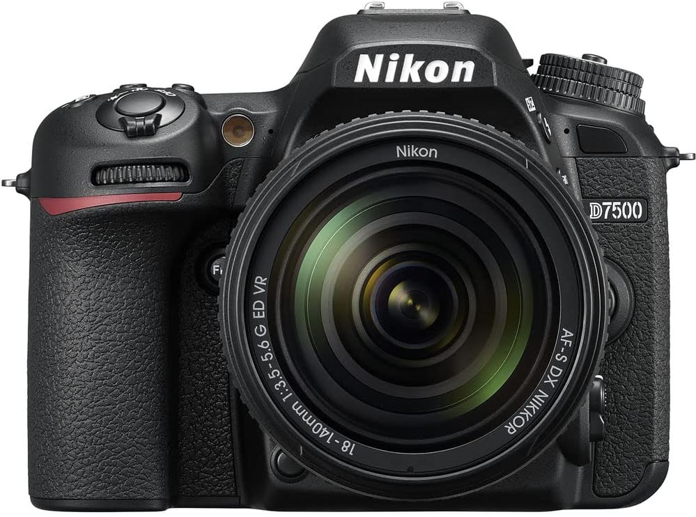 Nikon D7500 – Cámara digital DSLR de 20.9 MP con lente VR de 0.709-5.512 in (1582) Kit de paquete de lujo con tarjeta SD Sandisk de 64 GB + bolsa