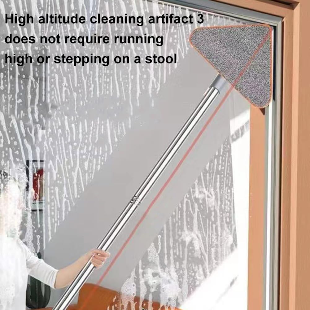 Trapeador de limpieza de pared, limpiador de ventanas con mango largo de longitud ajustable, herramienta de limpieza de zócalo giratorio de 360