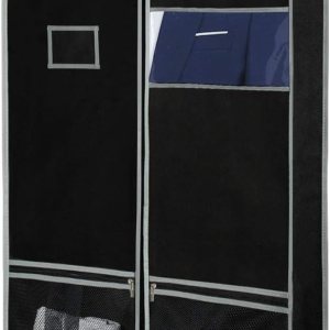 Zilink Bolsa de ropa para viaje de 43 pulgadas con bolsillos de malla, transpirable, para almacenamiento con tarjetero de PVC, color negro Zilink Bolsa de ropa para viaje de 43 pulgadas con bolsillos de malla, transpirable, para almacenamiento con tarjetero de PVC, color negro