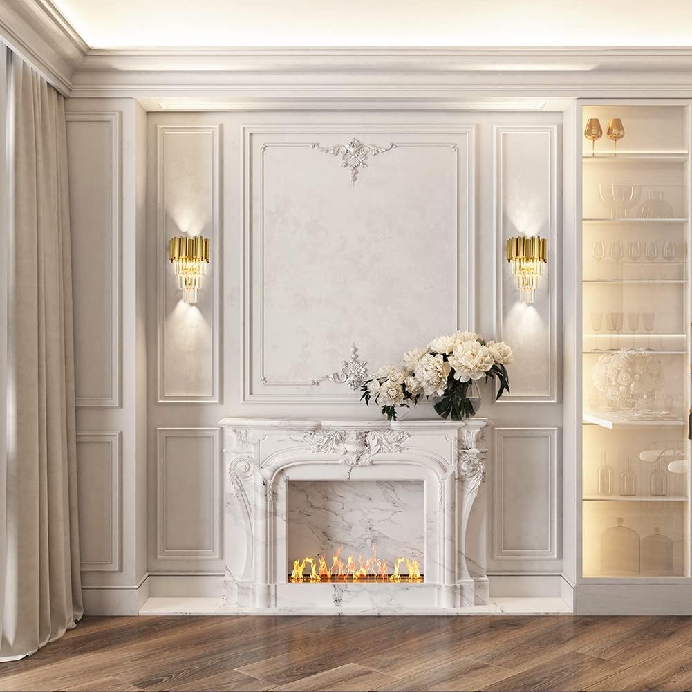 Modernas luces de pared de cristal dorado, W12 H18, 3 luces, apliques de iluminación, lámparas de pared para sala de estar, dormitorio