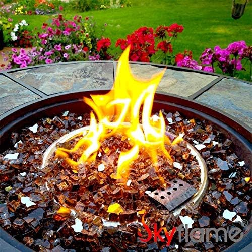 Skyflame Vidrio de fuego de alto brillo de 20 libras para paisajismo de chimeneas, cobre reflectante de 12 pulgada y negro ónix reflectante