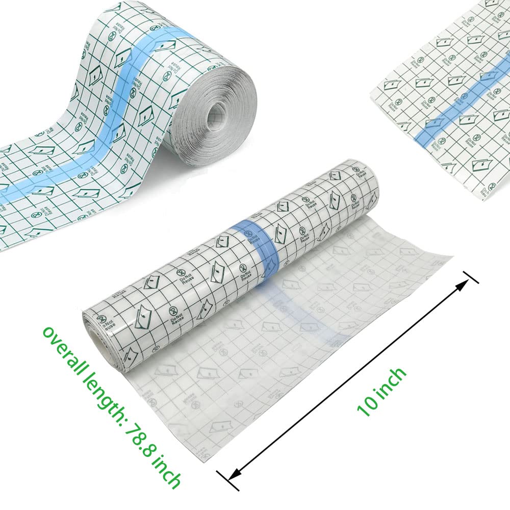 Rollo de vendaje para cuidado posterior de tatuajes de 10 x 2 yardas, película transparente impermeable para tatuajes, curación inicial y reparación