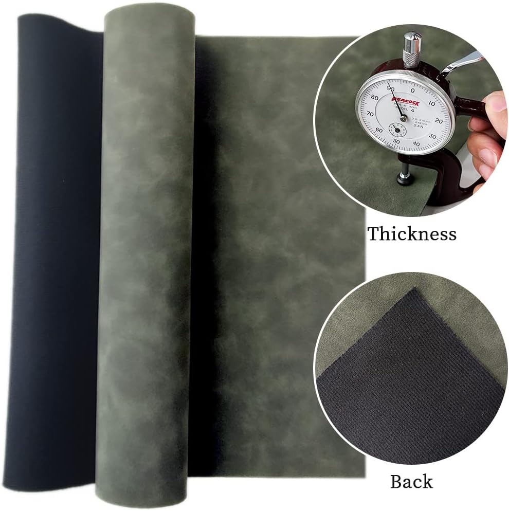 Tela de gamuza sintética suave verde oscuro 11.8×53.1 in cuero sintético esmerilado de cuero sintético para bricolaje teléfono carteras fabricación
