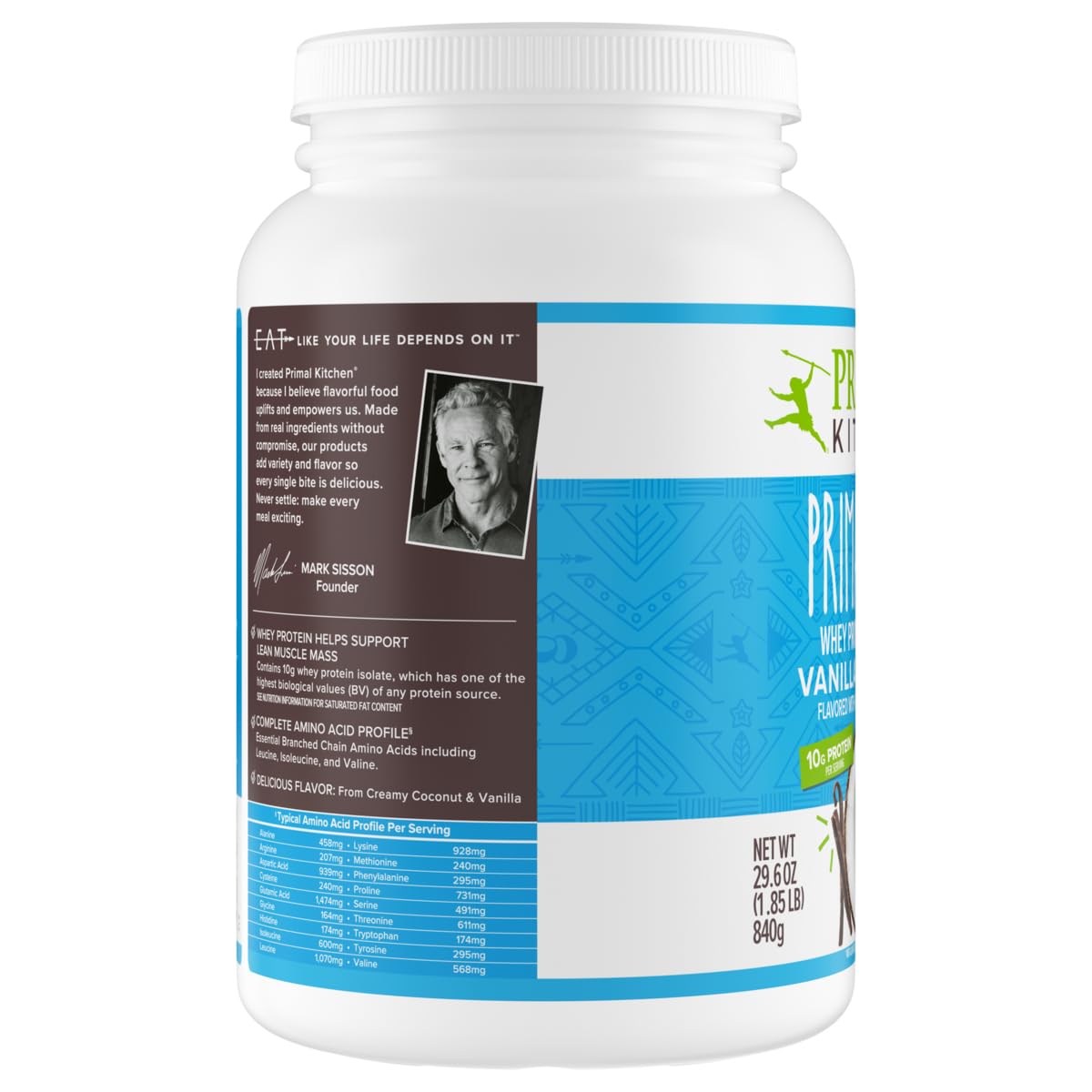 Primal Kitchen Primal Fuel – Mezcla de bebidas de proteína de suero de coco y vainilla, sin gluten y soja, 1.85 libras