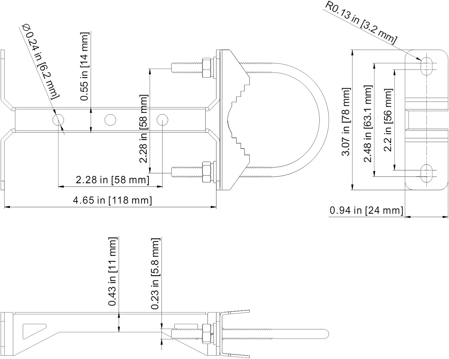 2 piezas de antena de acero inoxidable montaje en pared antena mástil abrazadera V soporte de mandíbula kit de accesorios  sin el poste para TV CB
