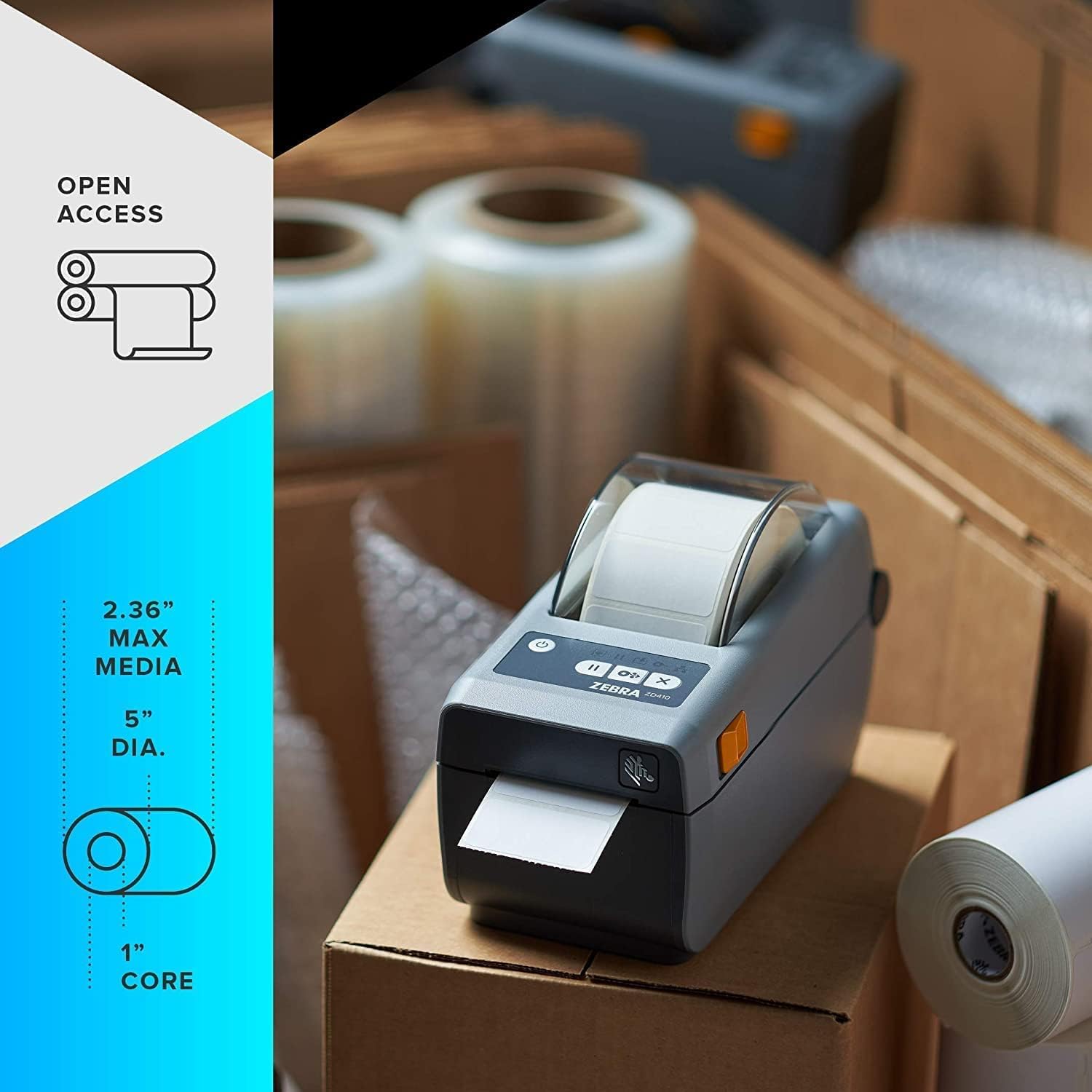 ZEBRA ZD410 – Impresora térmica directa de sobremesa, Ethernet, Bluetooth, conectividad de host USB y USB, ancho de impresión de 2 pulgadas, 203