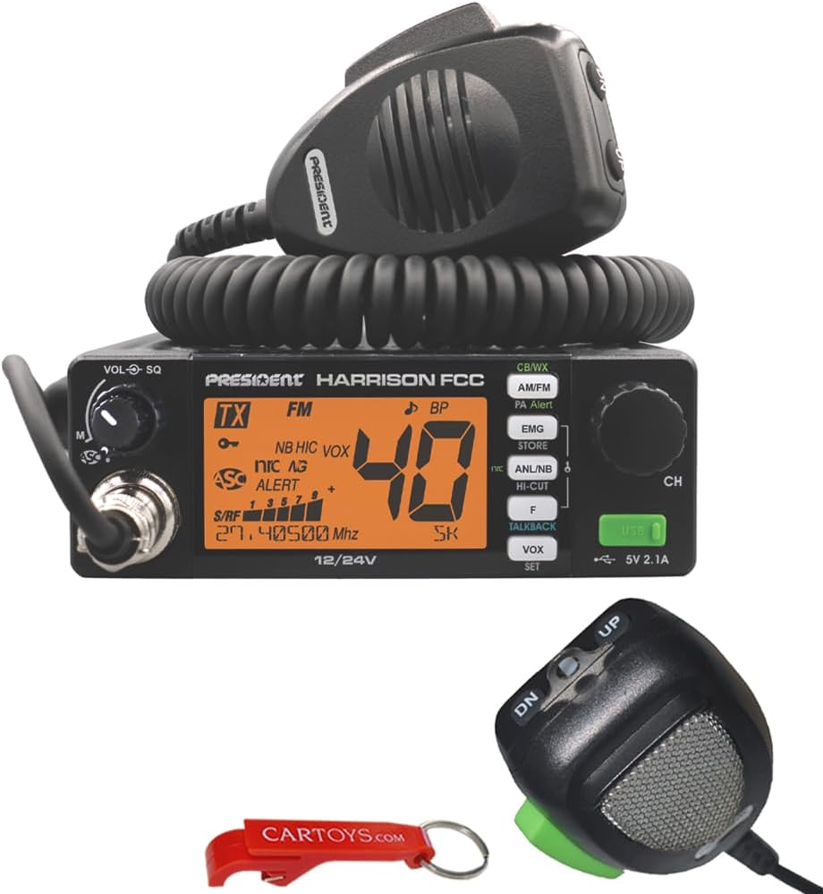 President Harrison FCC – Radio CB para vehículos con AMFM, CTCSSDCS, PA, escaneosalto, USB (kit de radio y digitalización)