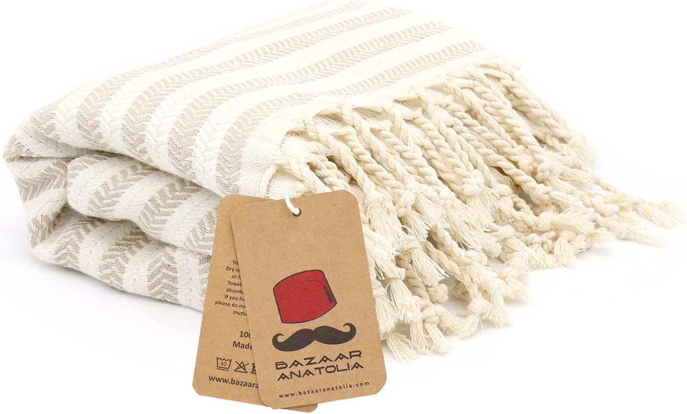 Bazaar Anatolia Toallas de baño turcas 100% algodón, toalla de playa de gran tamaño, secado rápido, estilo bohemio, decoración de granja, toallas de