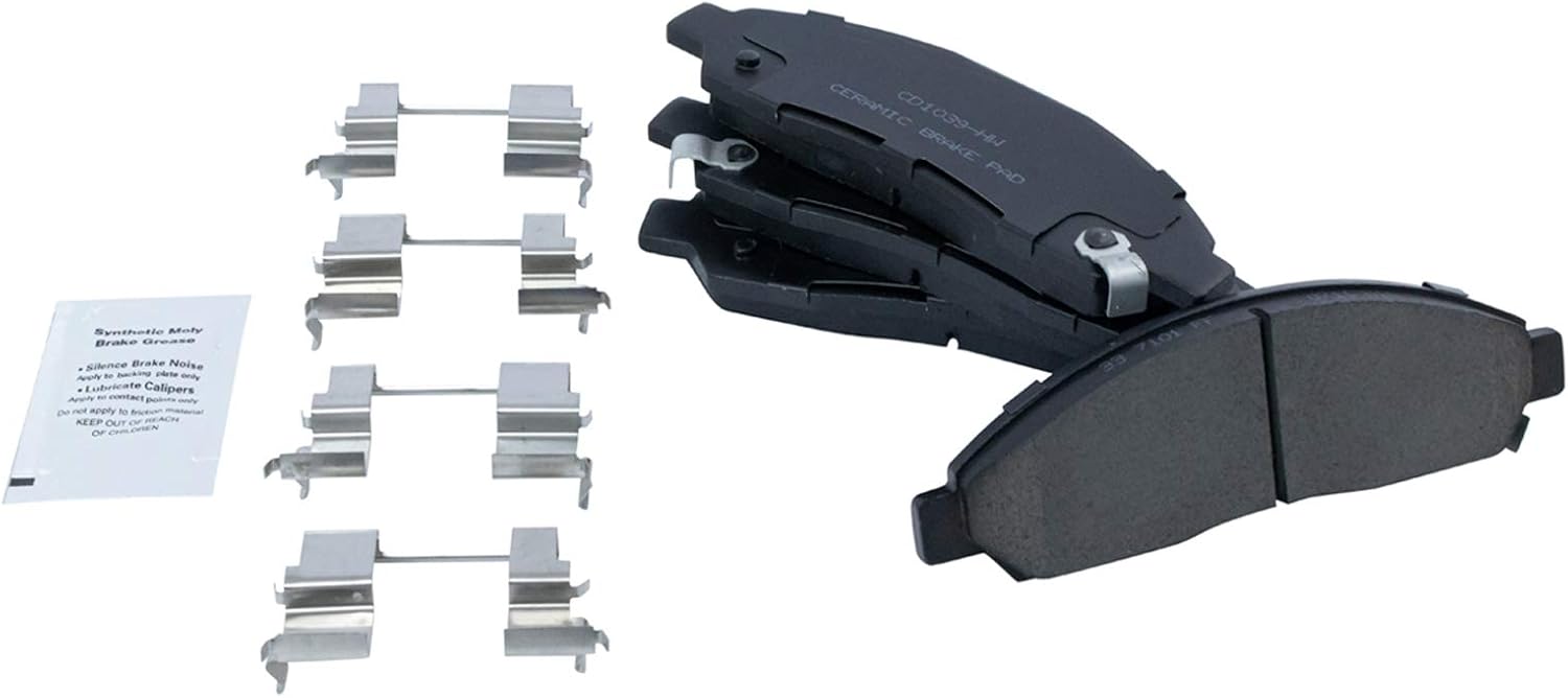 TRQ Pinza de rotor de rendimiento de almohadilla de cerámica delantera y líquidos compatibles con Chevrolet GMC Isuzu
