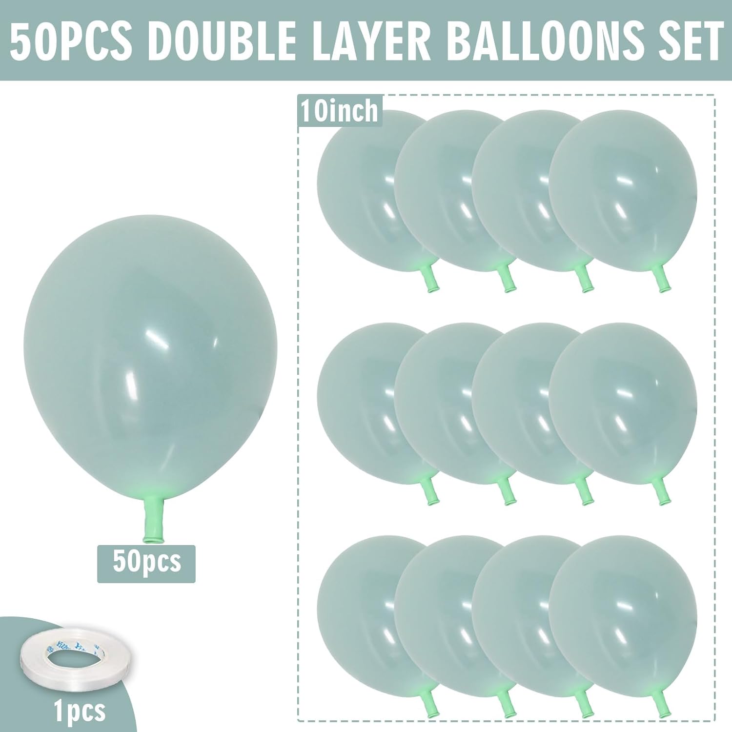 Globos verde salvia de doble relleno, 50 globos de fiesta verde pastel aguacate, globos de látex verde oliva, globos de helio, globos de helio,
