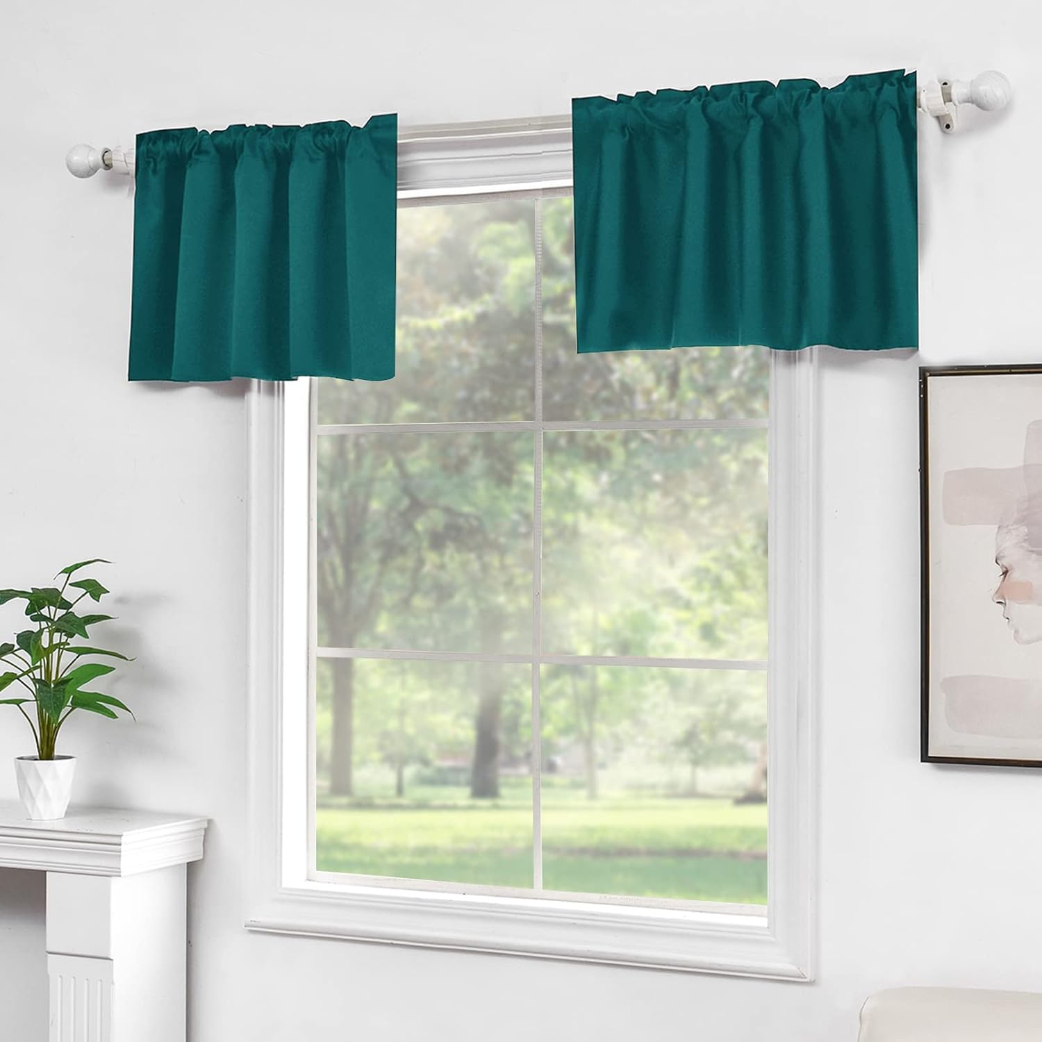 Cenefas verdes para ventanas, cocina, baño, comedor, sala de estar, dormitorio, cafetería, oficina, lavandería, bolsillo para barra de 18 pulgadas