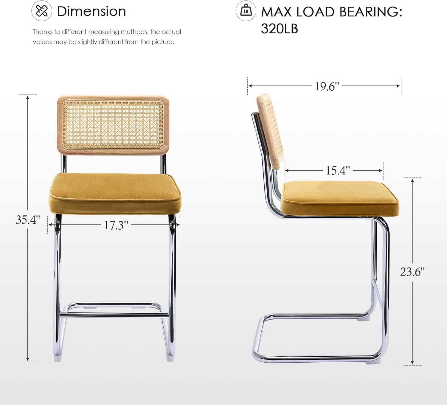 Zesthouse Juego de 2 taburetes de altura de mostrador, taburetes de bar modernos de 24 pulgadas, sillas de mostrador de diseño voladizo de mediados