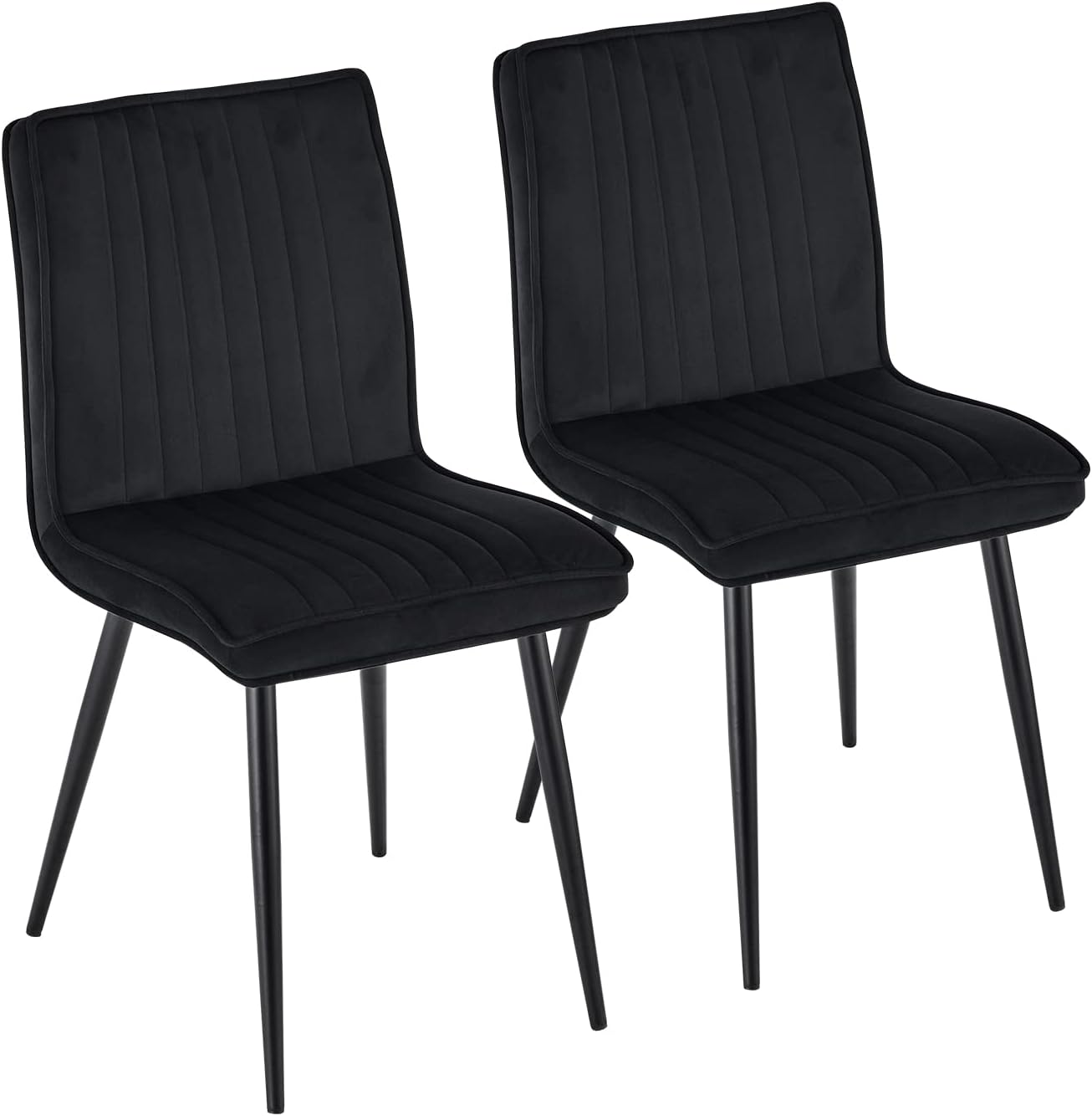 CLIPOP Juego de 2 sillas de comedor modernas de terciopelo, sillas de comedor modernas de mediados de siglo con respaldo, asiento tapizado, patas de