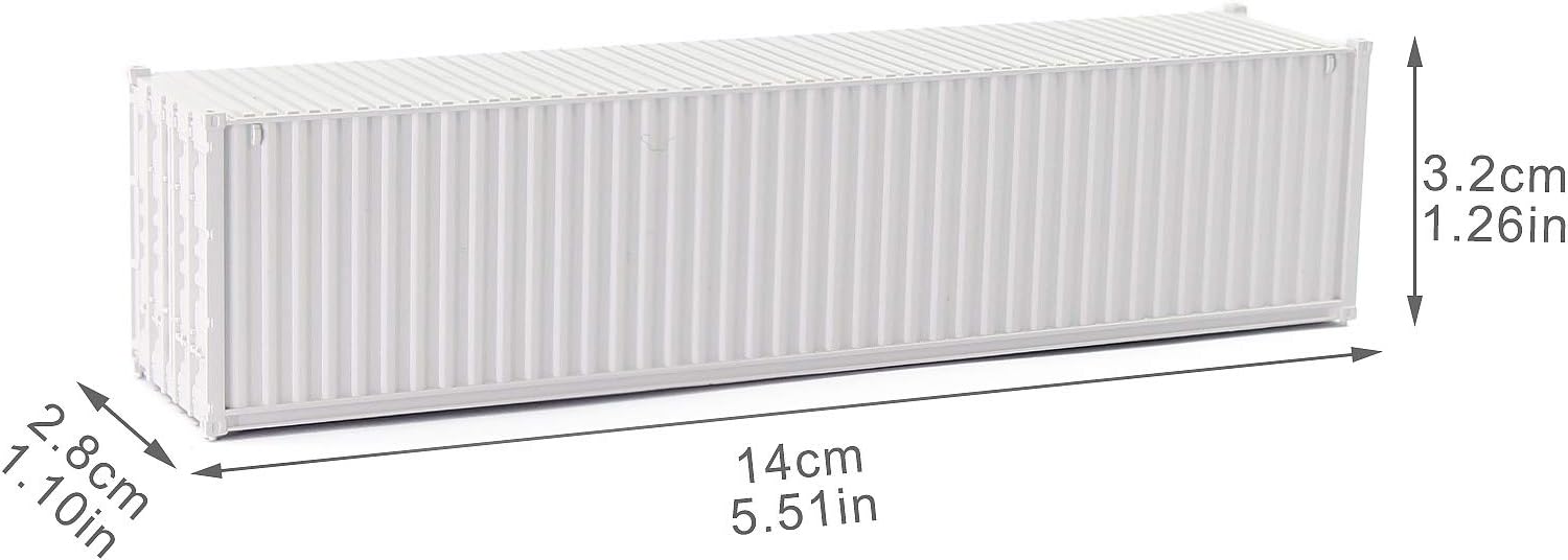 3pcs HO Escala sin decorar 40 ‘ (pies) Contenedores de envío 187 Contenedor lateral acanalado blanco C8740W