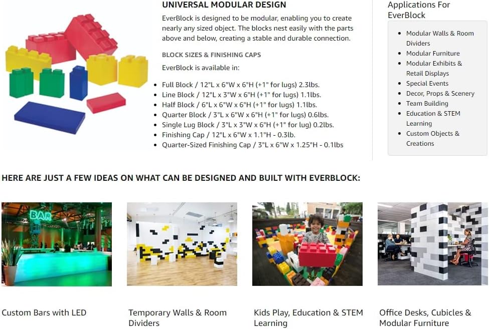 EverBlock Paquete combinado de un solo color  Paquete de inicio de 26 bloques  Bloques de construcción gigantes  Fácil de conectar y reutilizar  Uso