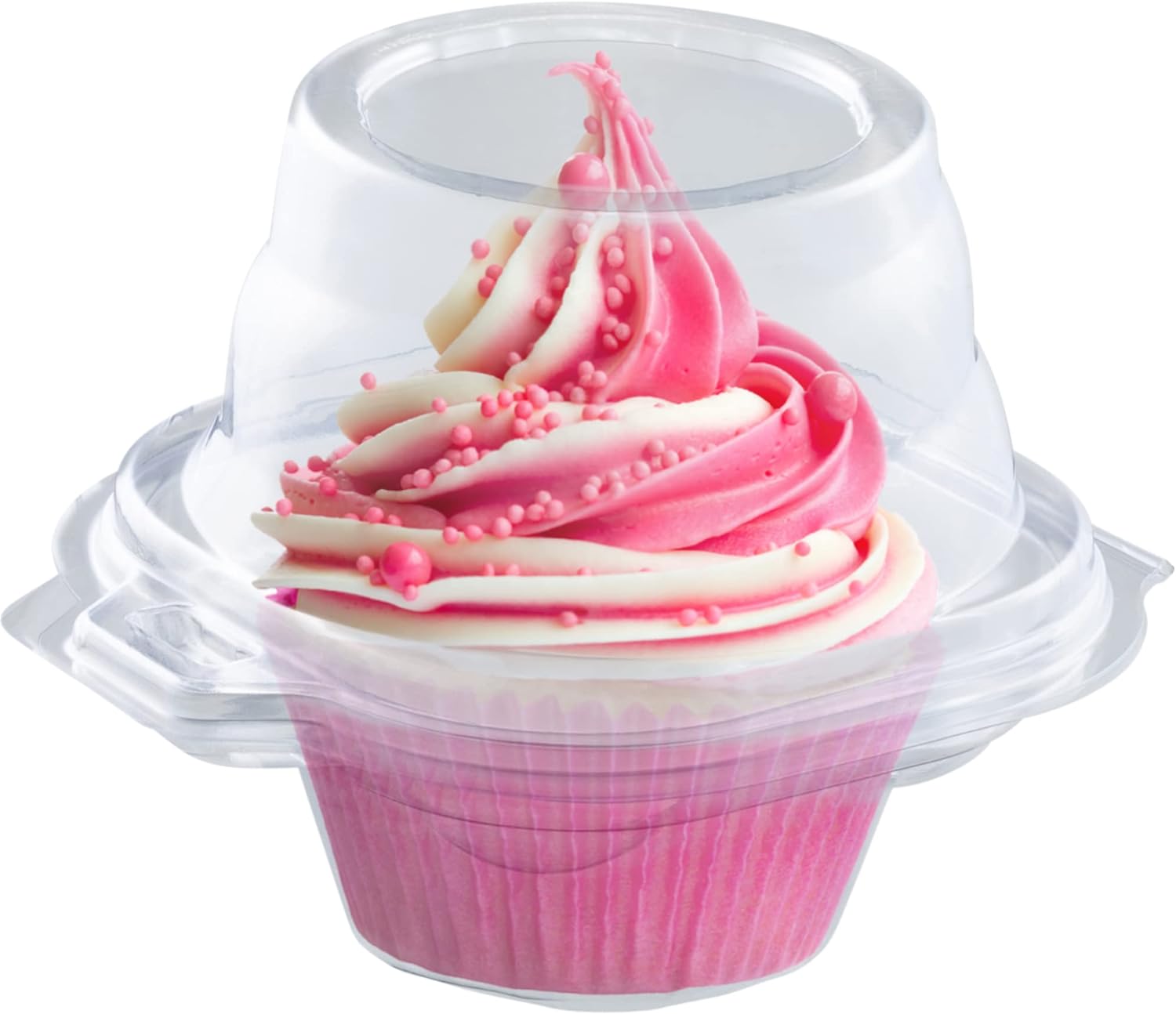 Contenedores individuales para cupcakes (paquete de 200)  Cajas de plástico transparente desechables para cupcakes  Soporte individual para cupcakes