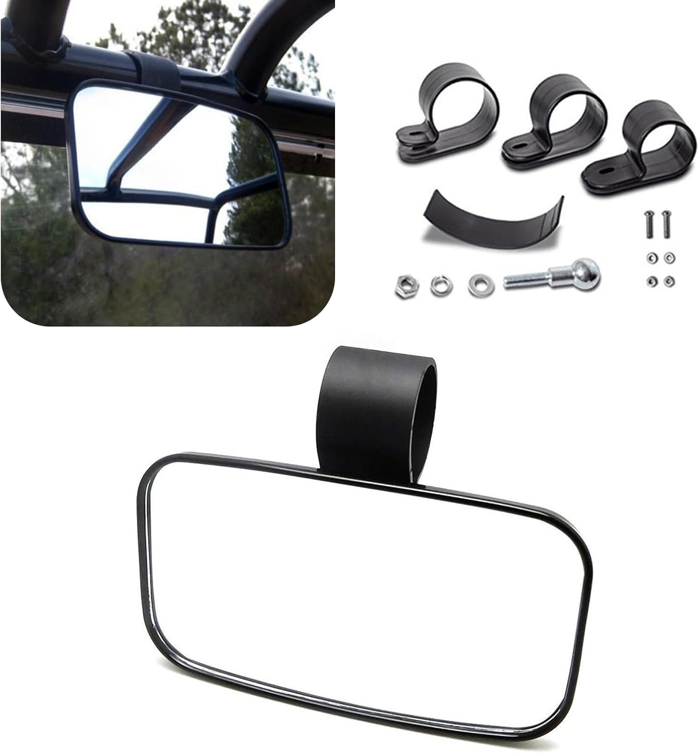 1 espejo retrovisor de marcha atrás para automóvil, 4.5 x 8 pulgadas, espejo esférico auxiliar ajustable de 360, ángulo de montaje de 1.5