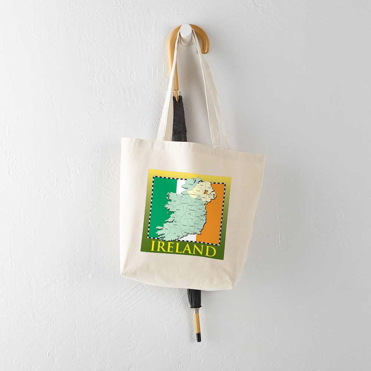 CafePress Ireland Map And Flag Tote Bag Natural Canvas Tote Bag, Cloth Shopping Bag