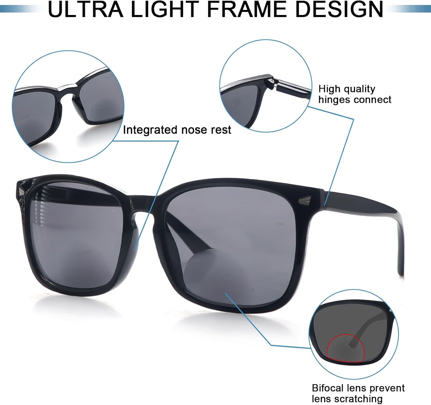SIGVAN Paquete de 4 lentes de sol de lectura para mujeres y hombres, protección UV 400, bisagra de resorte, lentes de sol para lector al aire libre,
