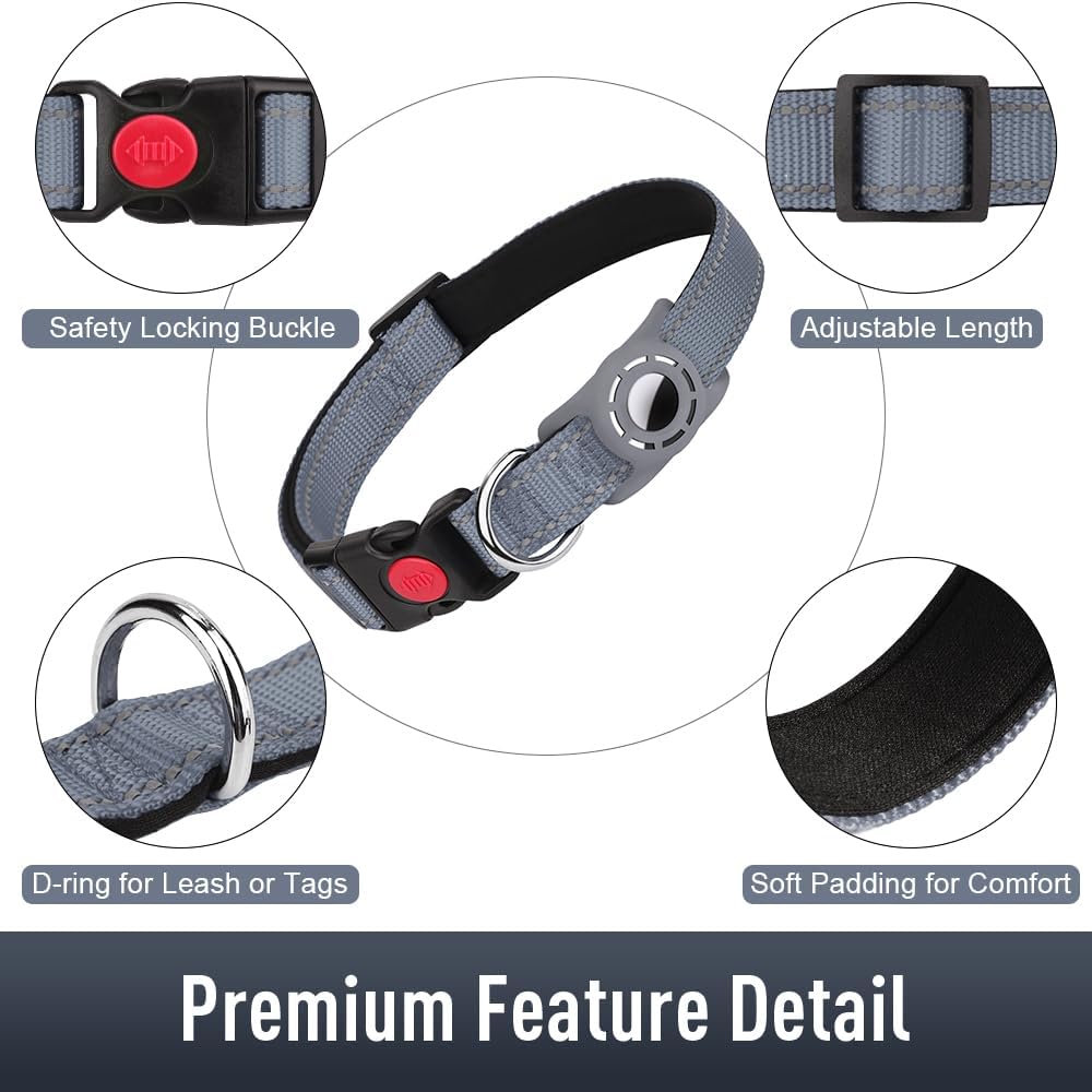 Airtag – Collar de perro para perros pequeños, collares reflectantes con soporte para AirTag, hebilla de bloqueo de seguridad acolchada suave y