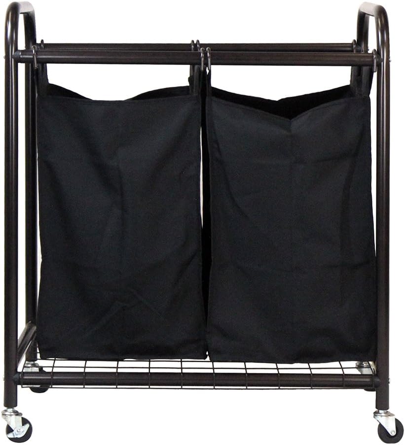 Oceanstar Clasificador de ropa rodante de 2 bolsas, bronce
