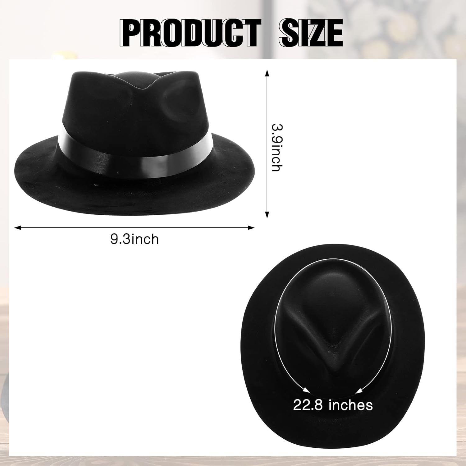 Sureio Sombrero de gángster de 12 piezas, sombreros de plástico para caballeros, sombreros de disfraz de gángster para hombres, mujeres, niños,