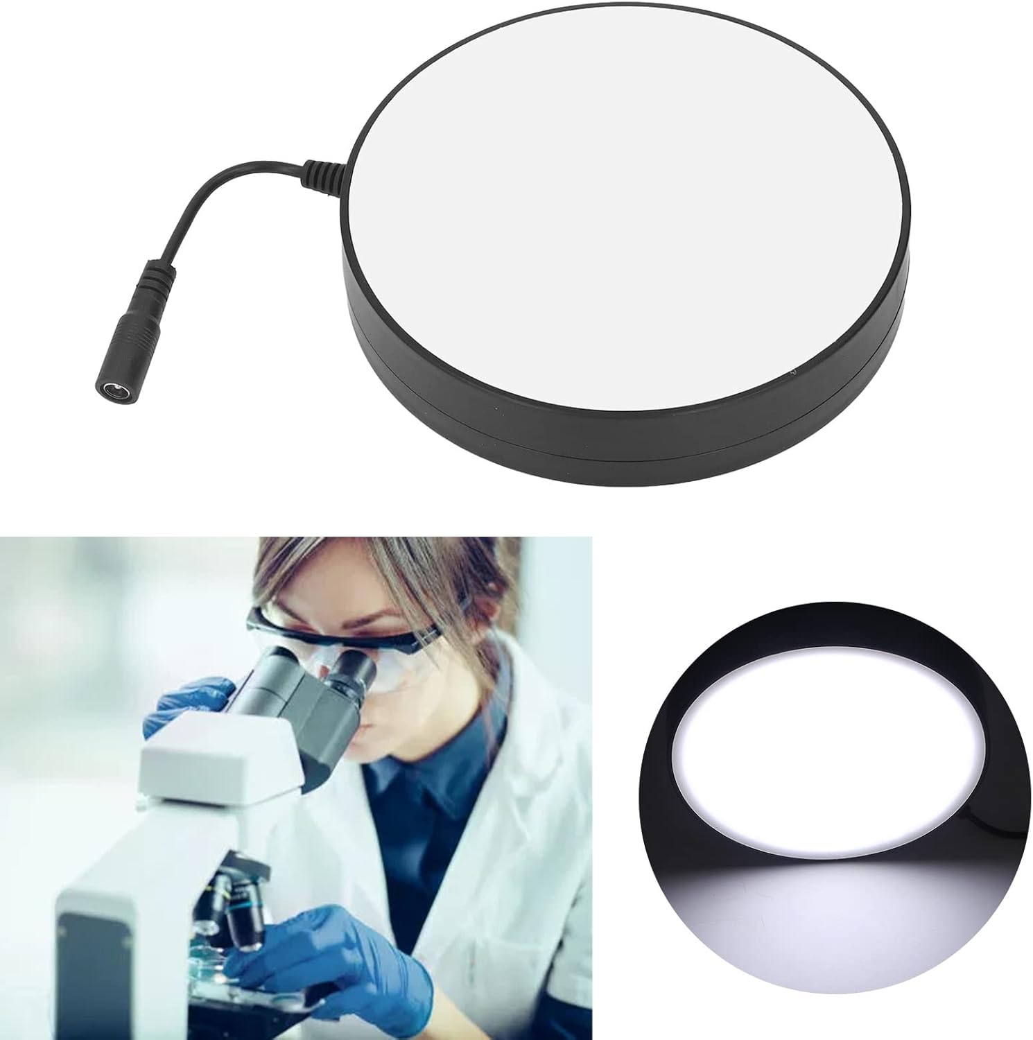 AC 0 a 250V LED anillo luz universal fuente de luz anillo soporte luz microscopio LED lámpara para laboratorios, bibliotecas, salas de estudio,