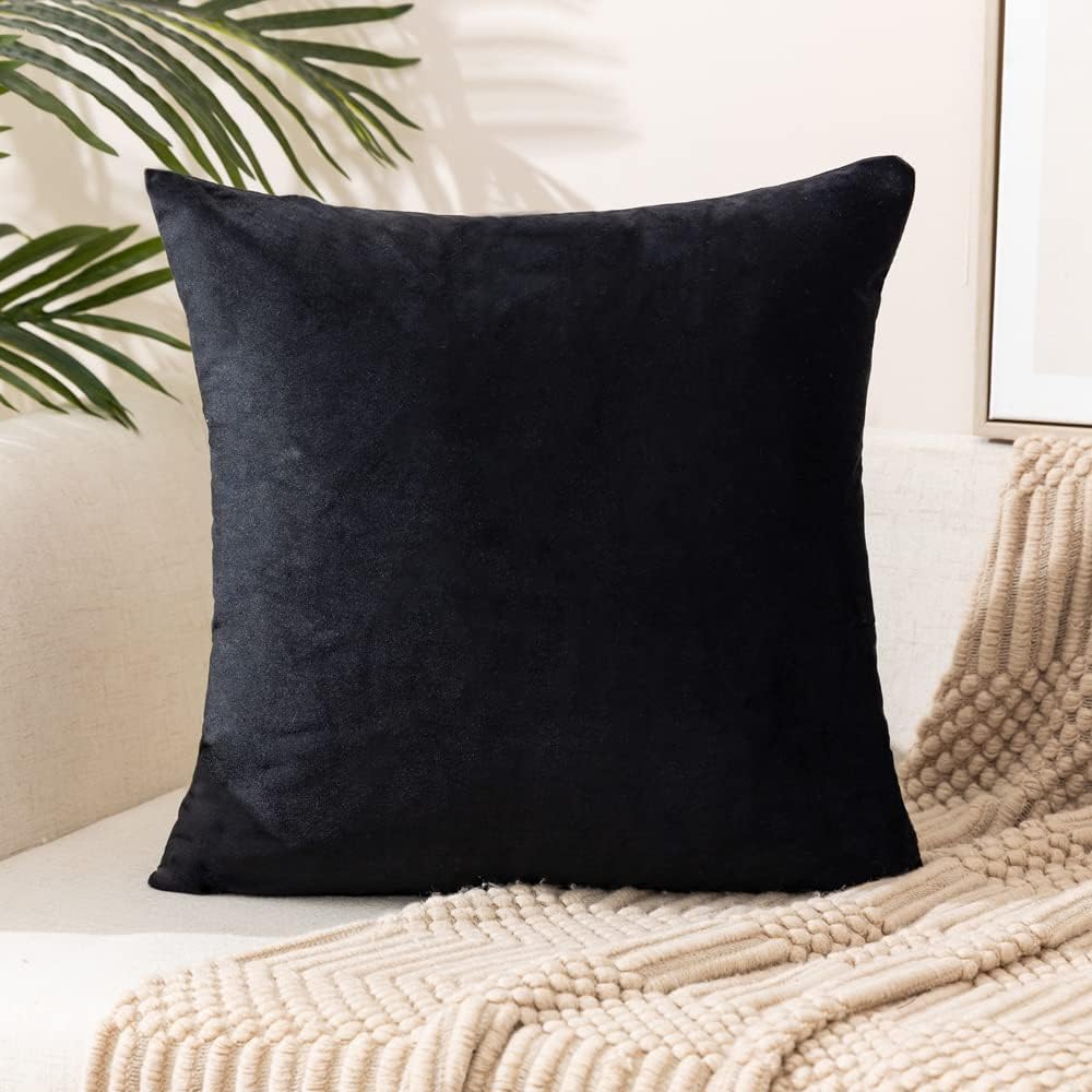 Paquete de 4 fundas de almohada de terciopelo, fundas de almohada suaves de 18 x 18 pulgadas, almohadas para decoración del hogar (22 x 22 pulgadas,