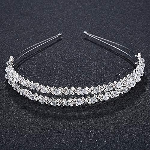 Diadema de diamantes de imitación de boda, corona de tiara de cristal para novia, damas de honor, banda para el cabello, diseño simple, accesorios