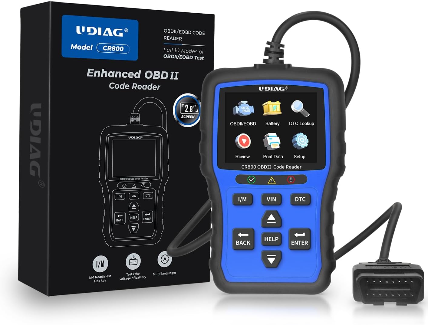 CR800 OBD2 escáner probador de batería 2 en 1, herramienta de diagnóstico del escáner OBD2 para comprobar el motor del coche, lector de código de