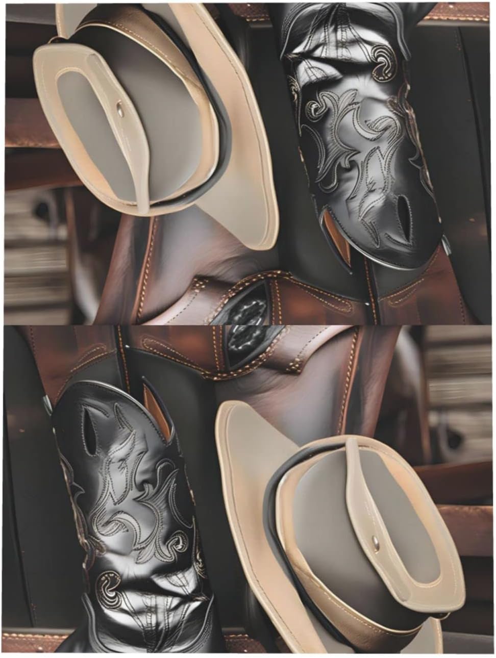Cowboy Black Hat Western Boots – Tarjeta de felicitación de vacaciones, tarjeta de aliento para seres queridos o seres queridos, interior en blanco