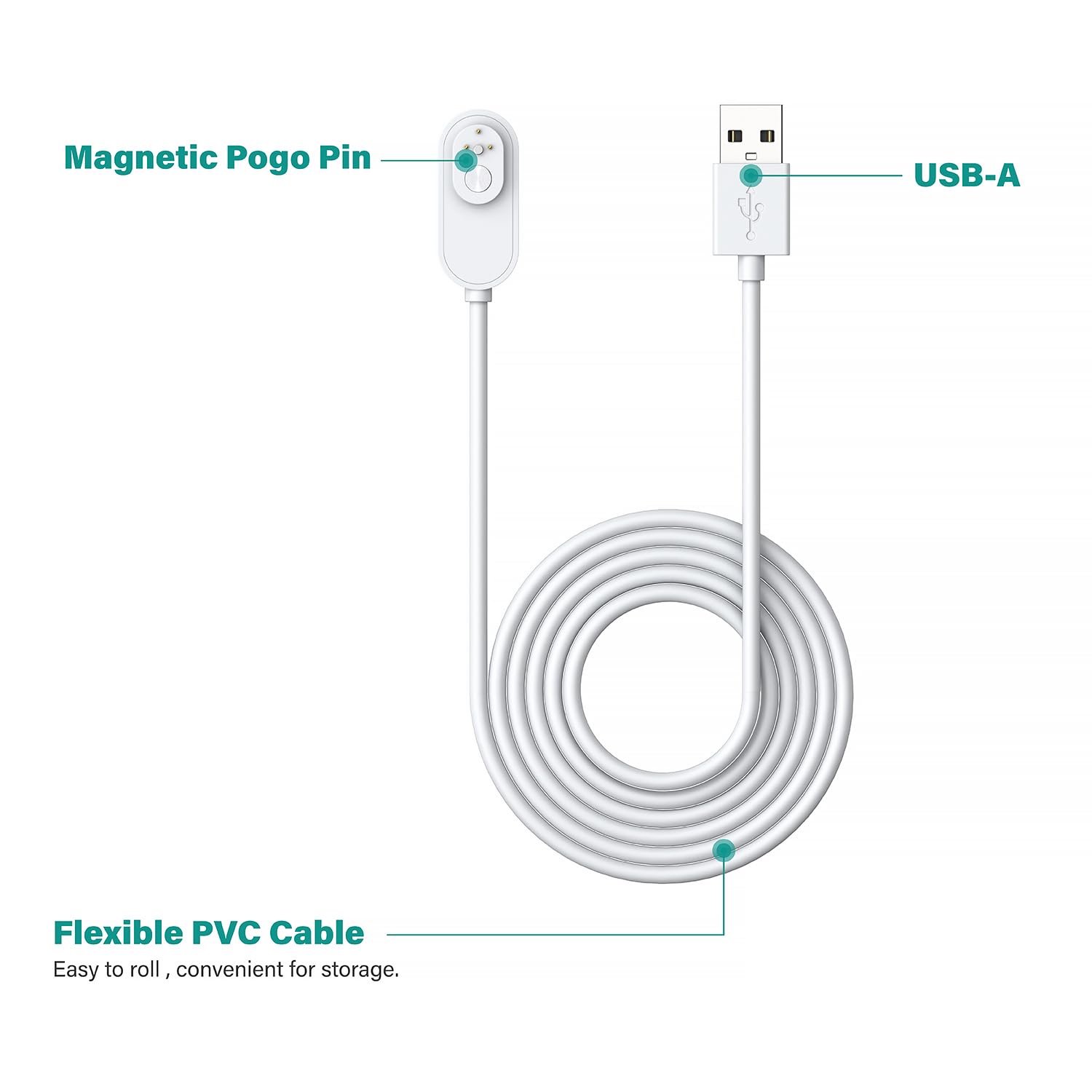 TUSITA Cable de carga magnético para interiores compatible con Arlo Ultra 1 2, Pro 3 4 5 2K – 3M, color blanco