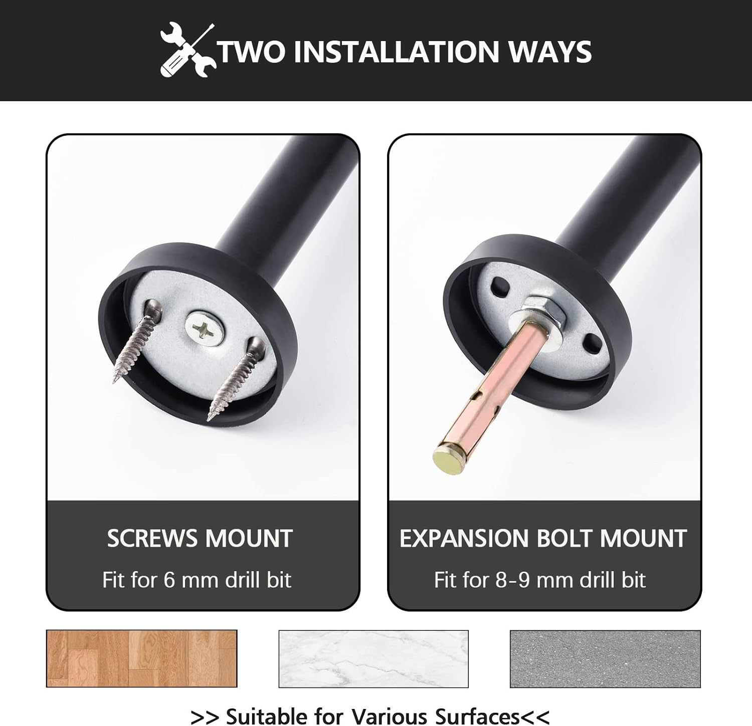 Topes de puerta, tope de puerta largo, tope de puerta de 5 pulgadas, topes de puerta negros para montaje en pared, tope de puerta de acero