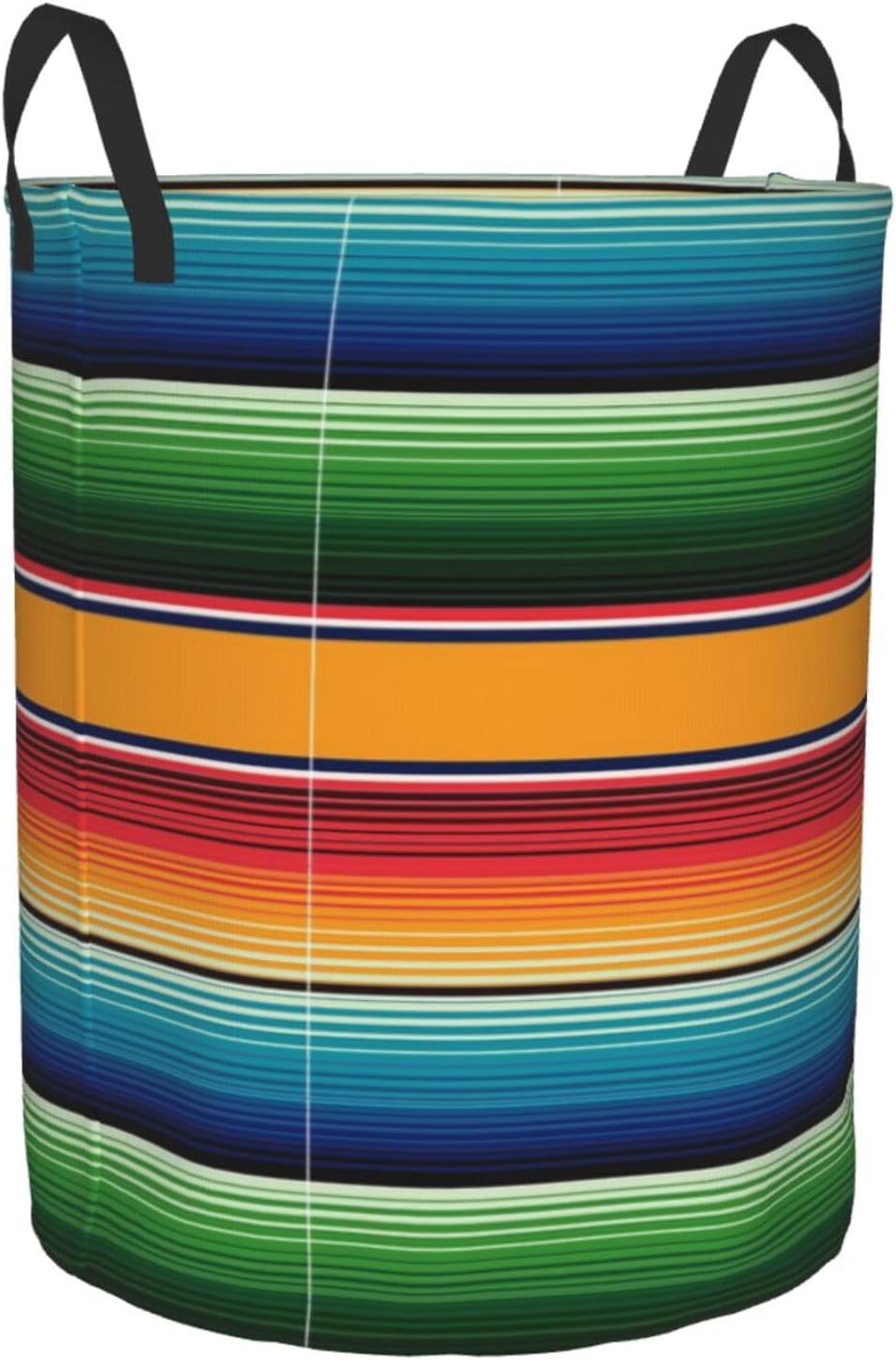 Cesta de lavandería con estampado de sarape mexicano, a rayas, impermeable, plegable, con asa duradera, cesta de almacenamiento circular, bolsa de