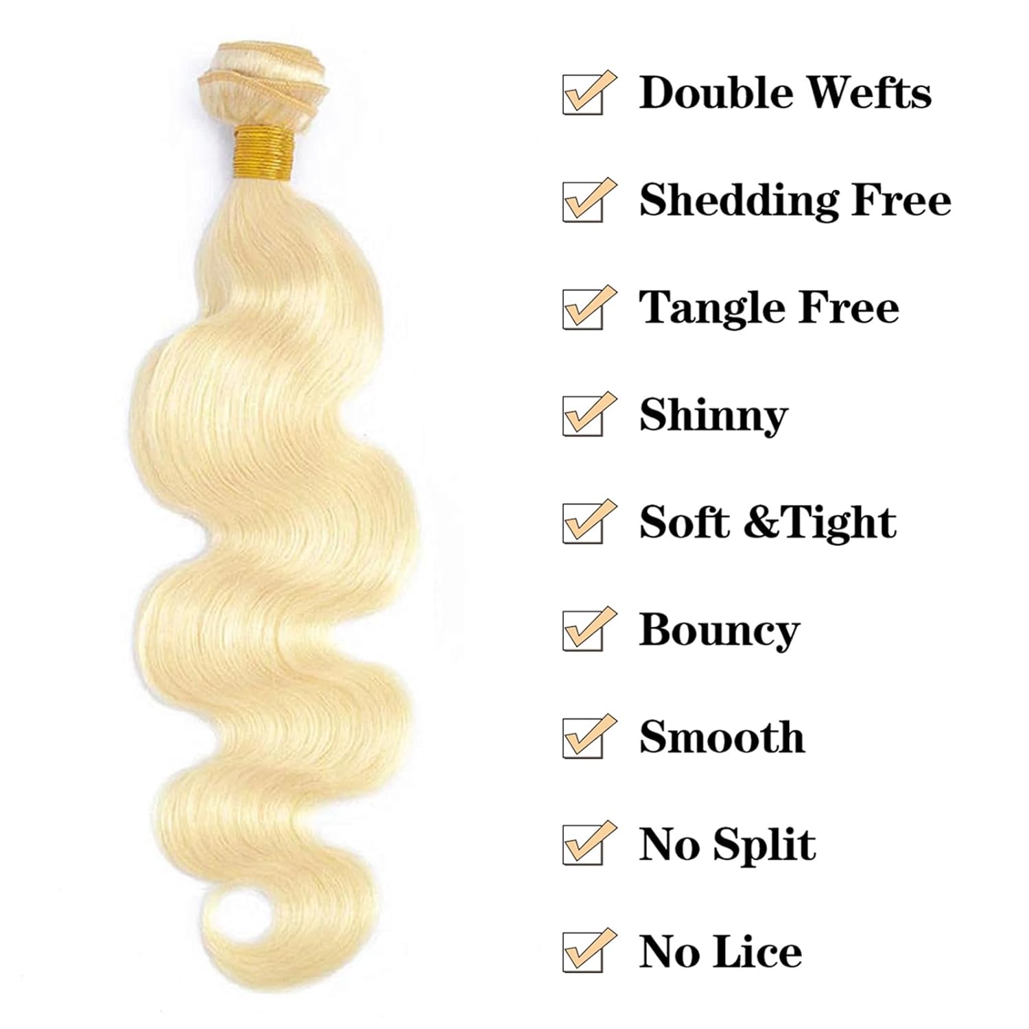 Paquetes de cabello humano rubio 613 de 26 pulgadas, grado 12A, 613, paquetes de cabello humano virgen brasileño 100% sin procesar, 1 paquete de