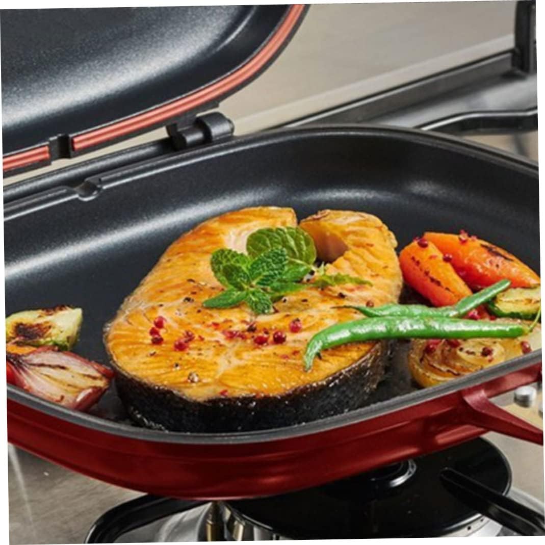 Sartén antiadherente de doble cara portátil BBQ Grill Pan de aleación de aluminio Tortilla Pan Flip Pan 11.0 in Olla de doble cara