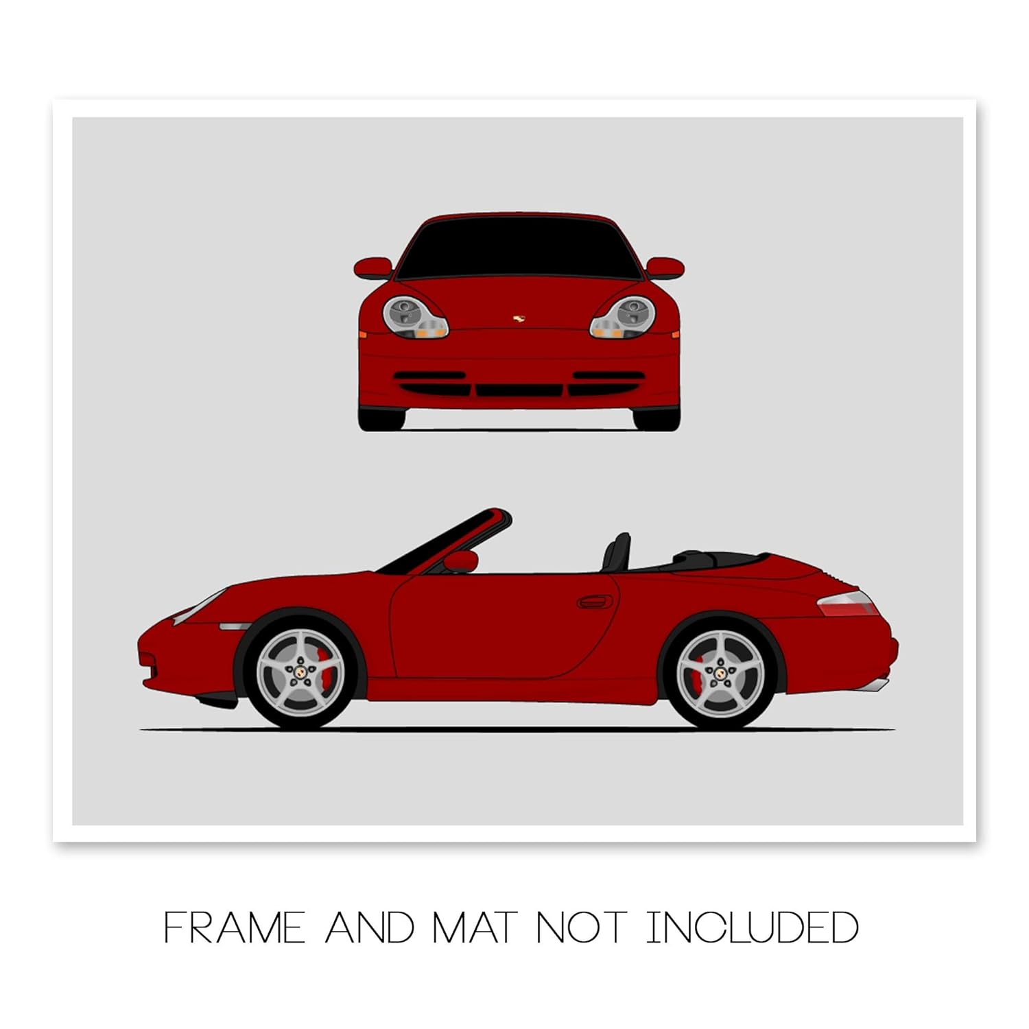 Porsche 911 Carrera 996 (1999-2001) (Front and Side) Inspired Poster Print Wall Art Decor Handmade Carrera Turbo (Unframed)