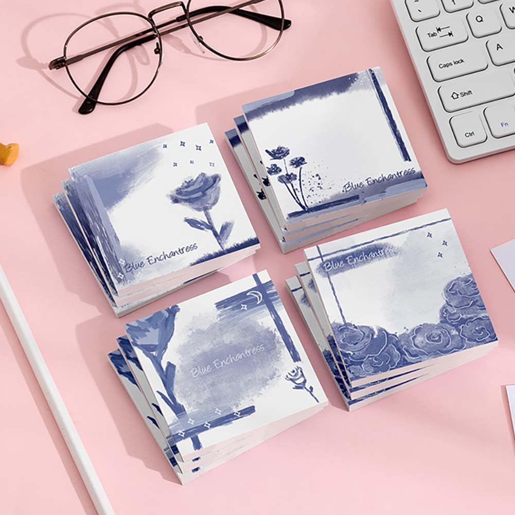 Juego de 4 blocs de notas adhesivas florales, 3.0 x 3.0 pulgadas, notas adhesivas personalizadas, notas adhesivas bíblicas para recordatorios,