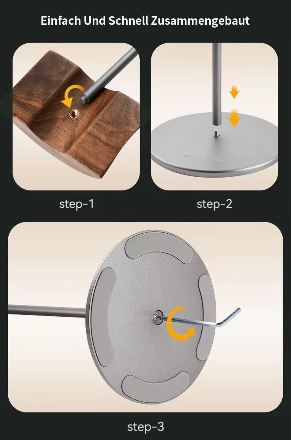 Soporte para auriculares con reposacabezas de madera de nogal premium, gancho para colgar auriculares para escritorio con base pesada sólida para