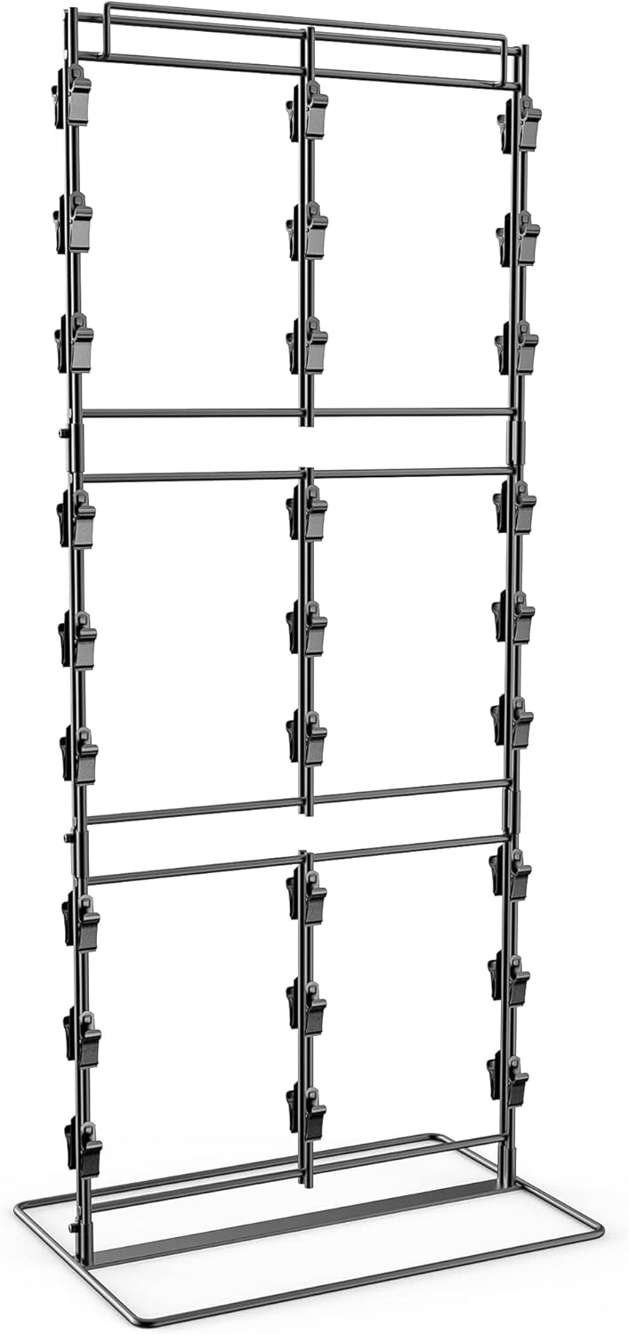 Eazy2hD Estante de patatas fritas mejorado con 54 clips, soporte de chips de 3 filas para fiestas, soporte para bolsas de chips de encimera,