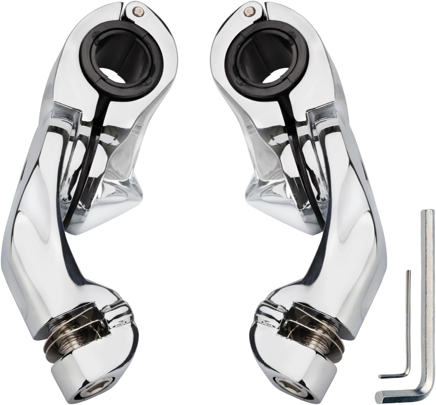 Estriberas cortas en ángulo para motocicleta de 1.25 pulgadas, reposapiés de barra de choque con abrazaderas kit de soportes compatible con Harley