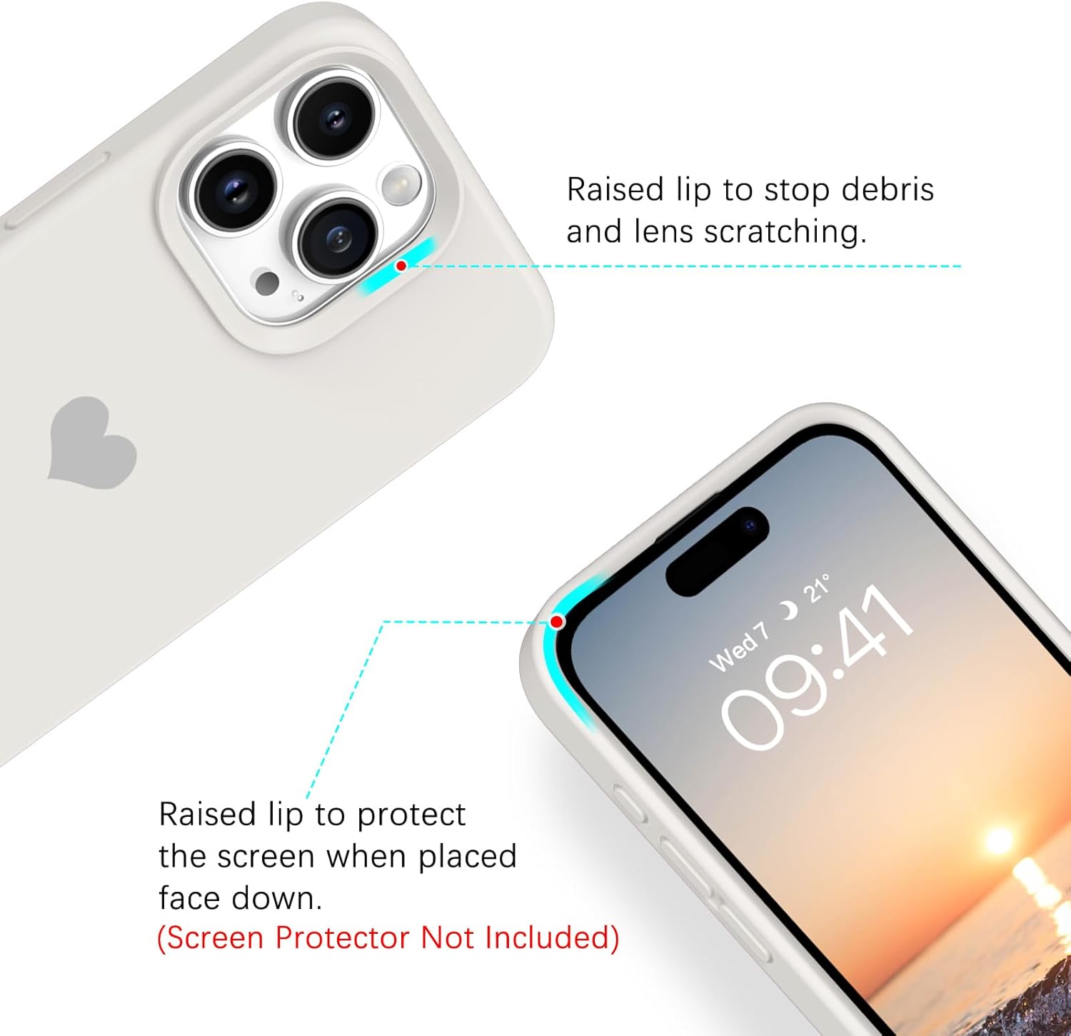BENTOBEN Funda compatible con iPhone 15 Pro, ajuste delgado, bonito diseño de corazón, silicona suave, goma de gel, a prueba de golpes, forro de