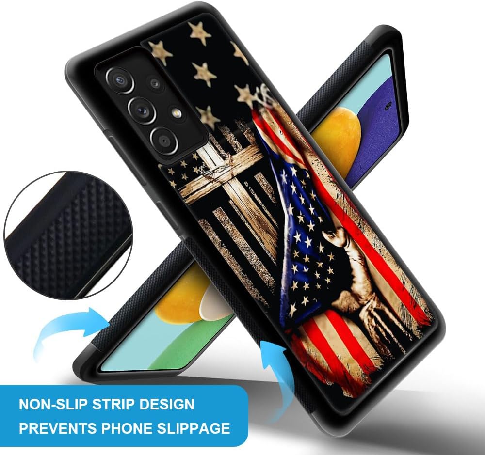 DAIZAG Funda compatible con Samsung Galaxy A32 4G, bandera estadounidense de madera cruzada para hombre y mujer, protección completa, a prueba de