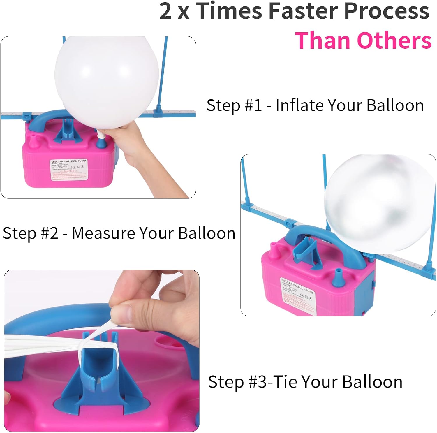 Bomba eléctrica de globos, inflador de globos de 110 V 600 W, inflador de globos de doble boquilla para decoración, fiesta, deporte, regalos 2