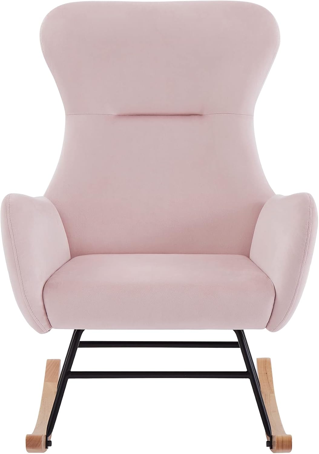Olela Mecedora para guardería, mecedora tapizada de peluche, asiento acolchado con respaldo alto y bolsillo lateral para sala de estar, dormitorio,