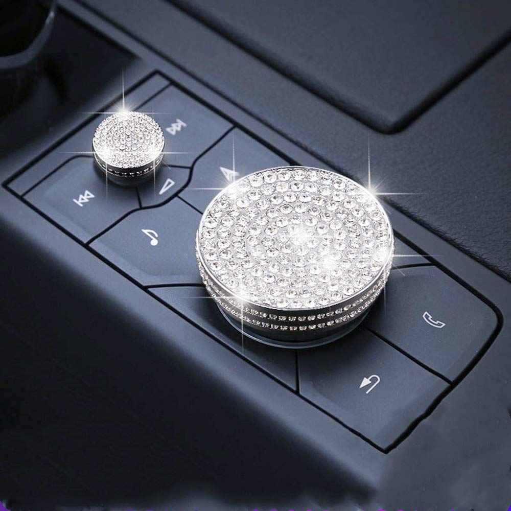 Compatible con Cadillac CT4 CT5 XT4 CT6 XT5 XT6 Accesorios brillantes para mujer Control Volumen Cubierta Accesorio (Plata)